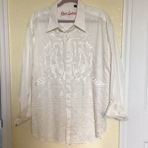 Robert Graham White Shirt with Red Embroidery